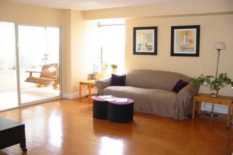 Bright living room at 205 Wynford Drive, Suite 1605