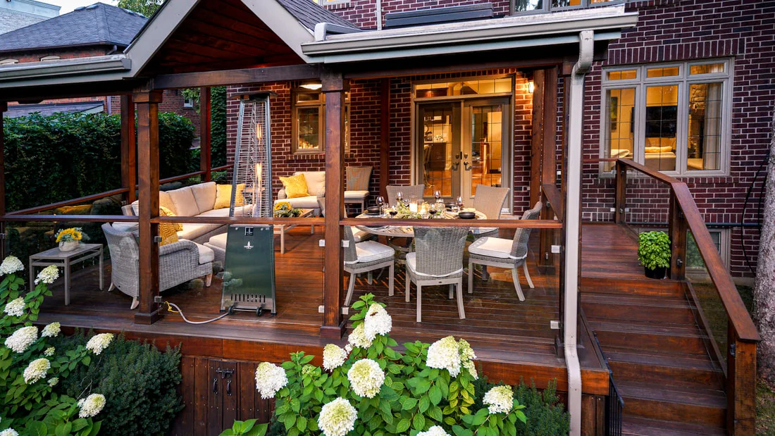 Landscaped patio and back garden at a Toronto home
