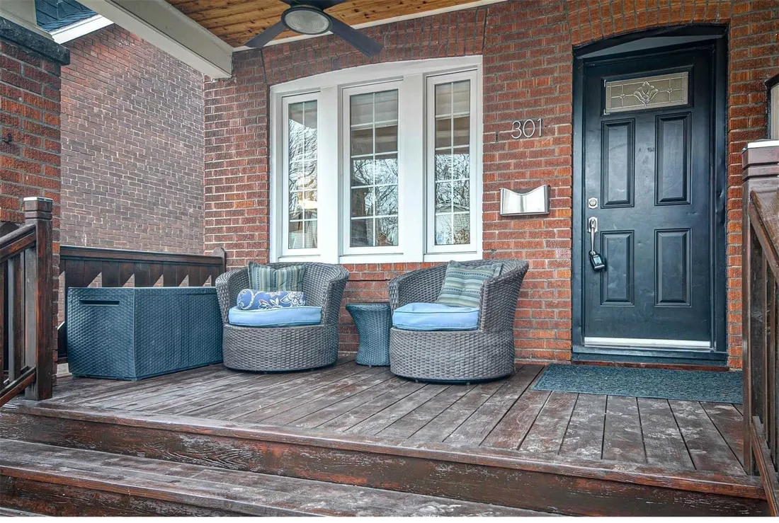 Front porch at 301 Gainsborough Road in Toronto