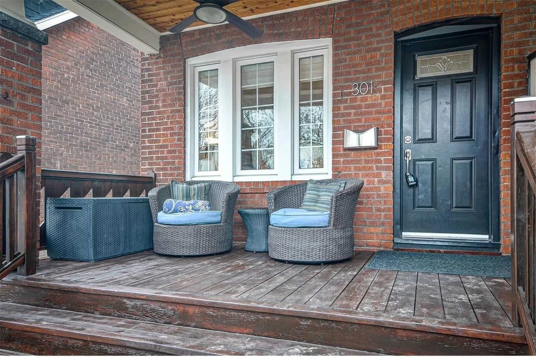 Front porch at 301 Gainsborough Road in Toronto